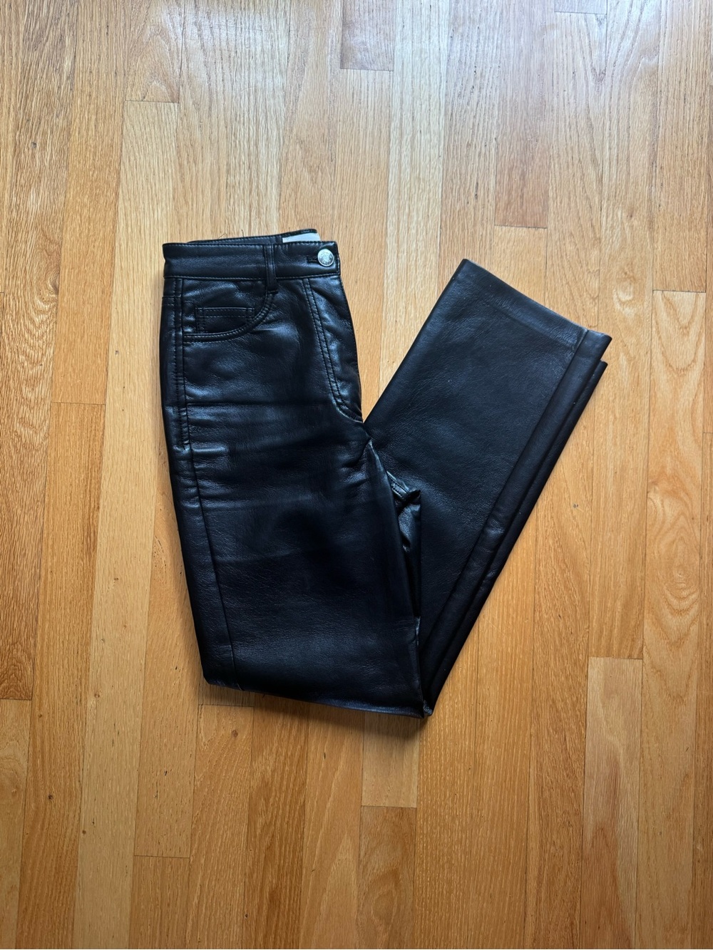 Aritzia Wilfred Melina Pant Black Faux Leather Straight-Leg Pants